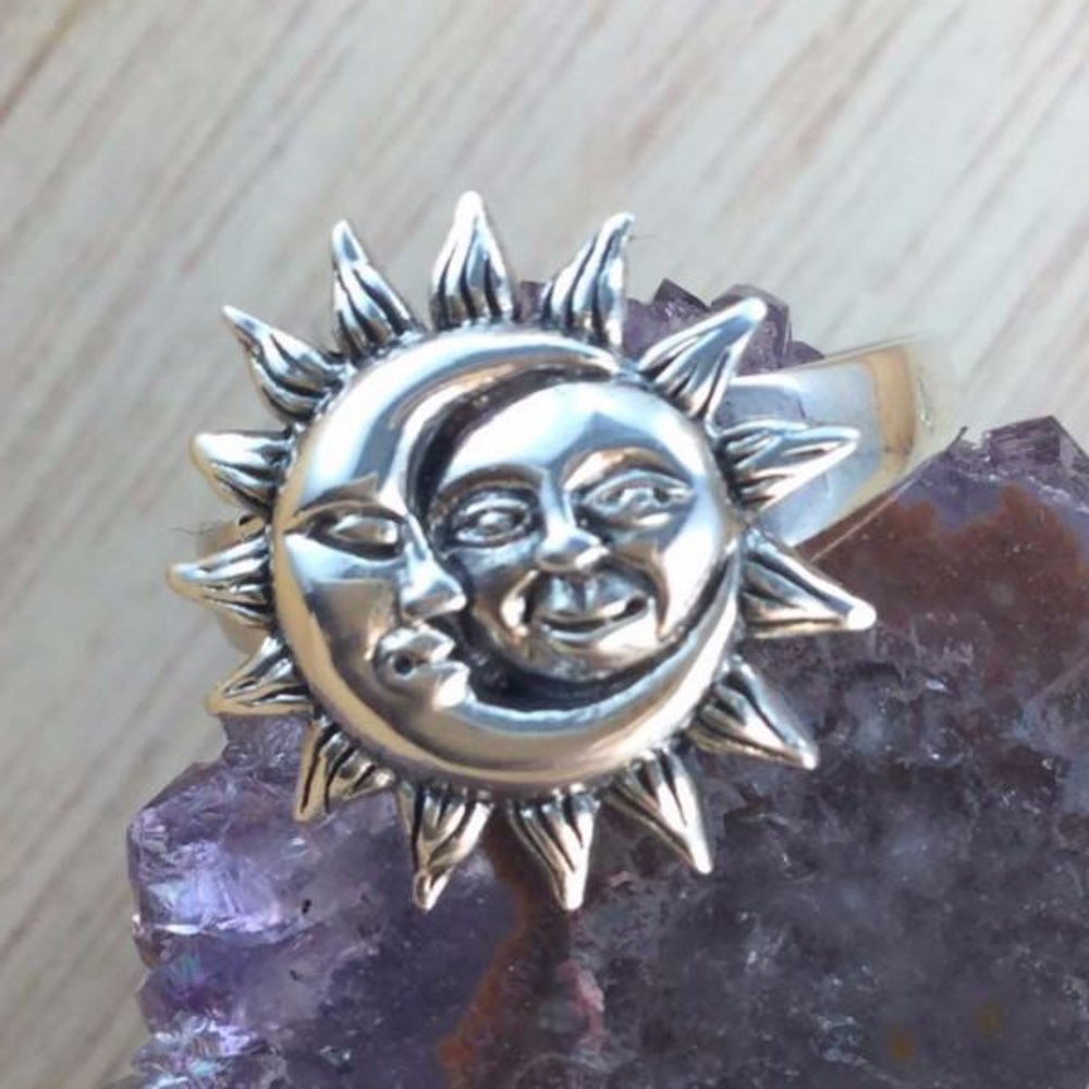 Sun and Moon Ring Sterling Silver Jewelry